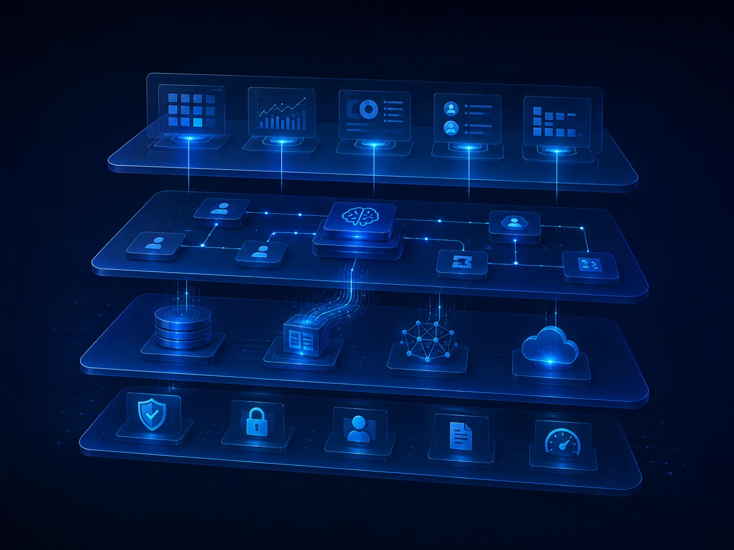 Illustrative layered enterprise AI platform architecture