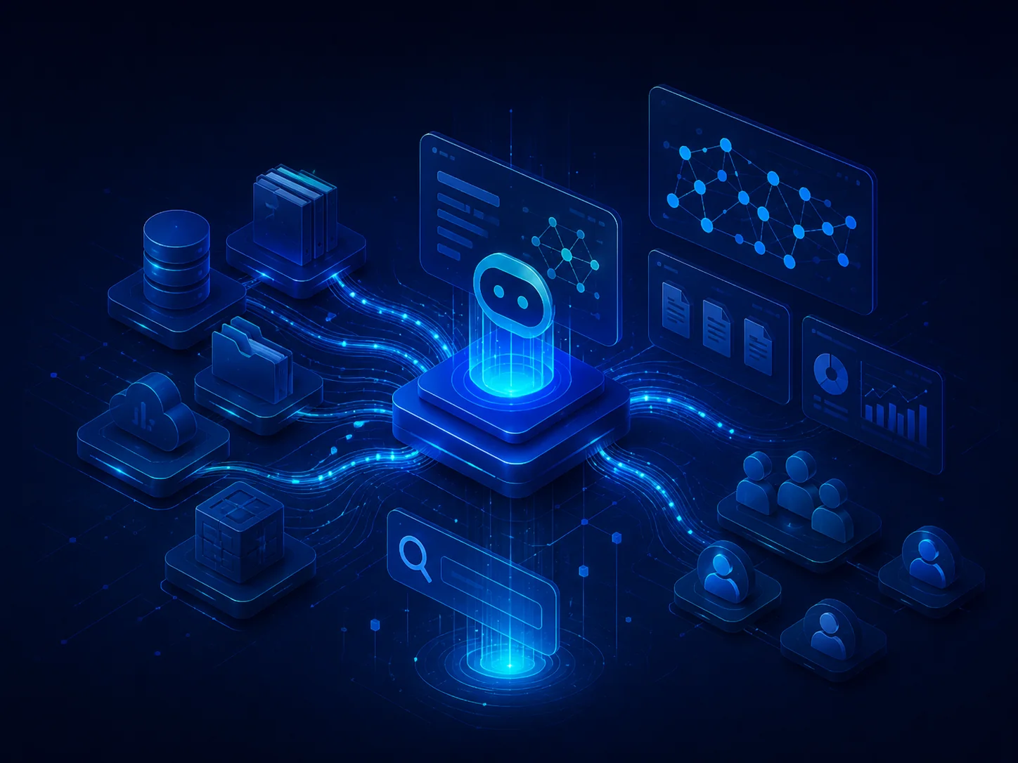 Illustrative enterprise knowledge retrieval and operations workflow